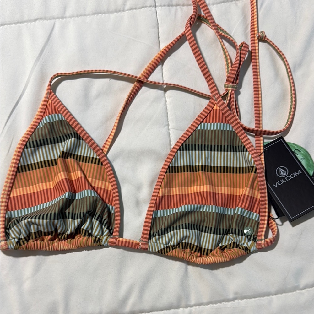 Volcom Multicolor Striped Bikini Top